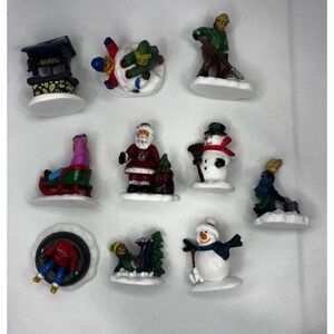 COBBLESTONE CORNERS 10 Piece Miniature Set Playing in Snow -Christmas Village